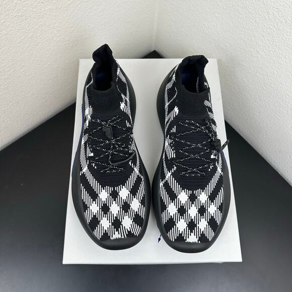 Burberry Men Check Plaid Knit Sock Sneakers Black White Trainer Men 10 EU 43 NIB main image 10